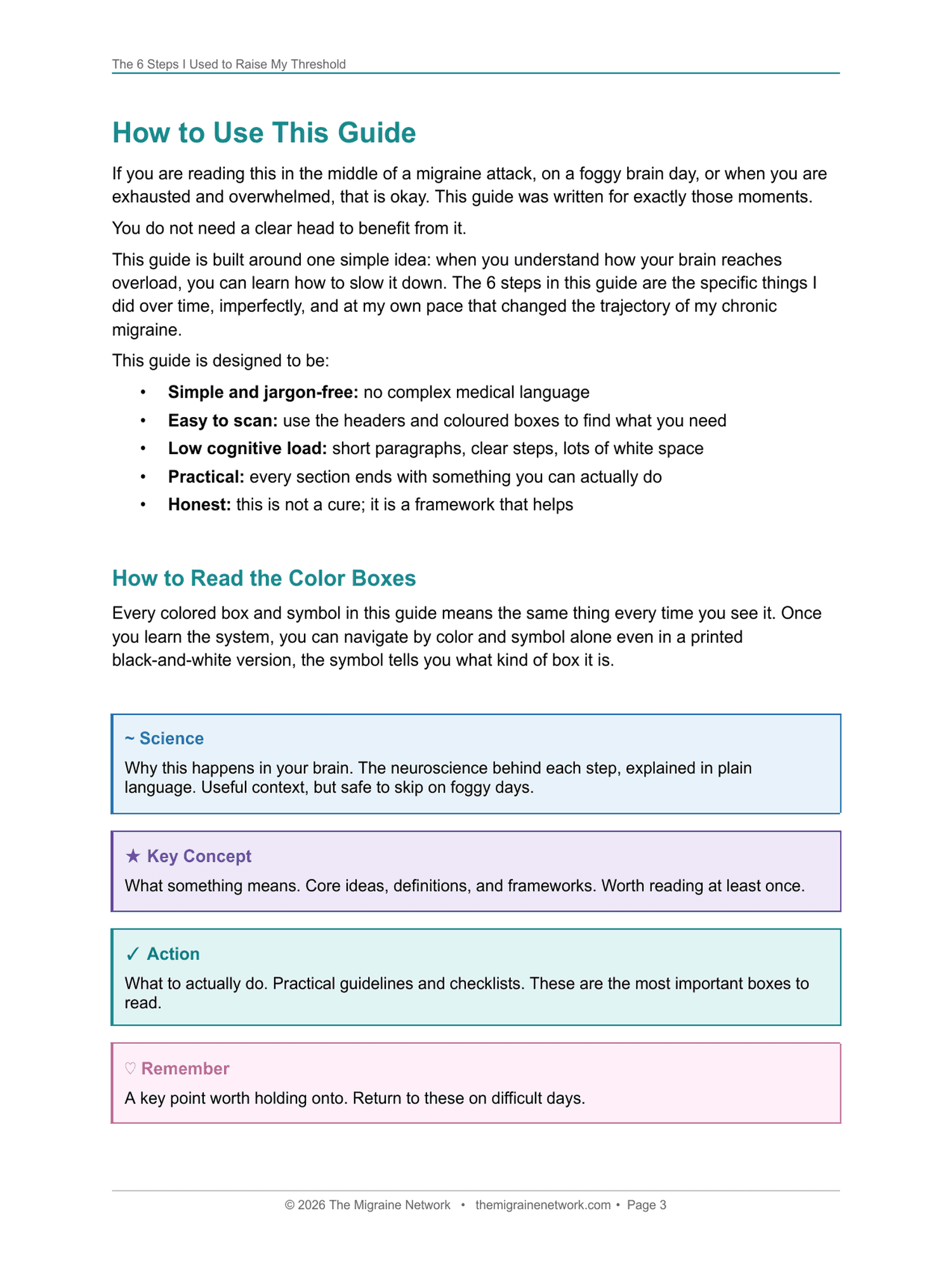 The Migraine Guide: 6 Steps to Fewer Attacks sample page 3