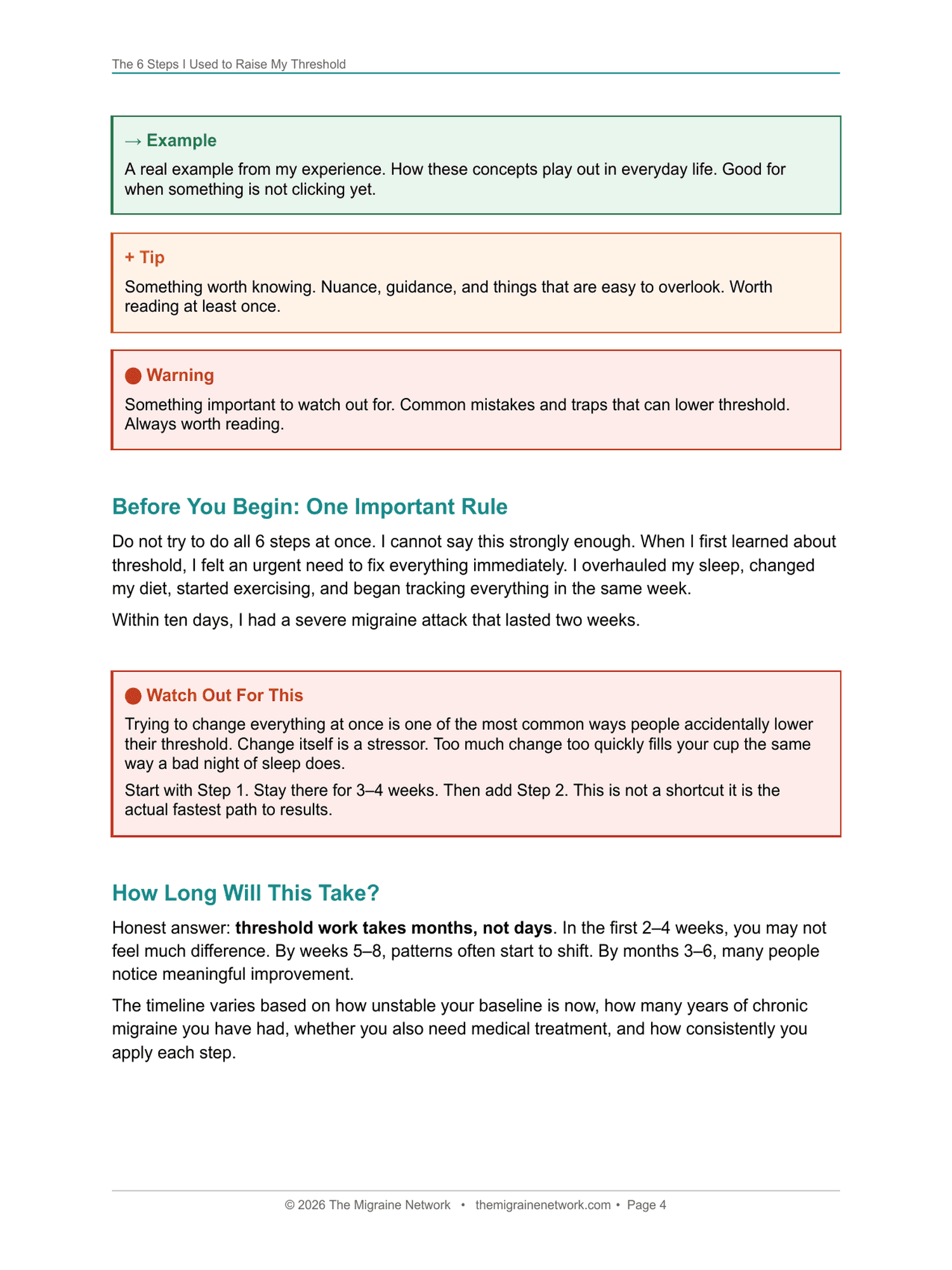The Migraine Guide: 6 Steps to Fewer Attacks sample page 4