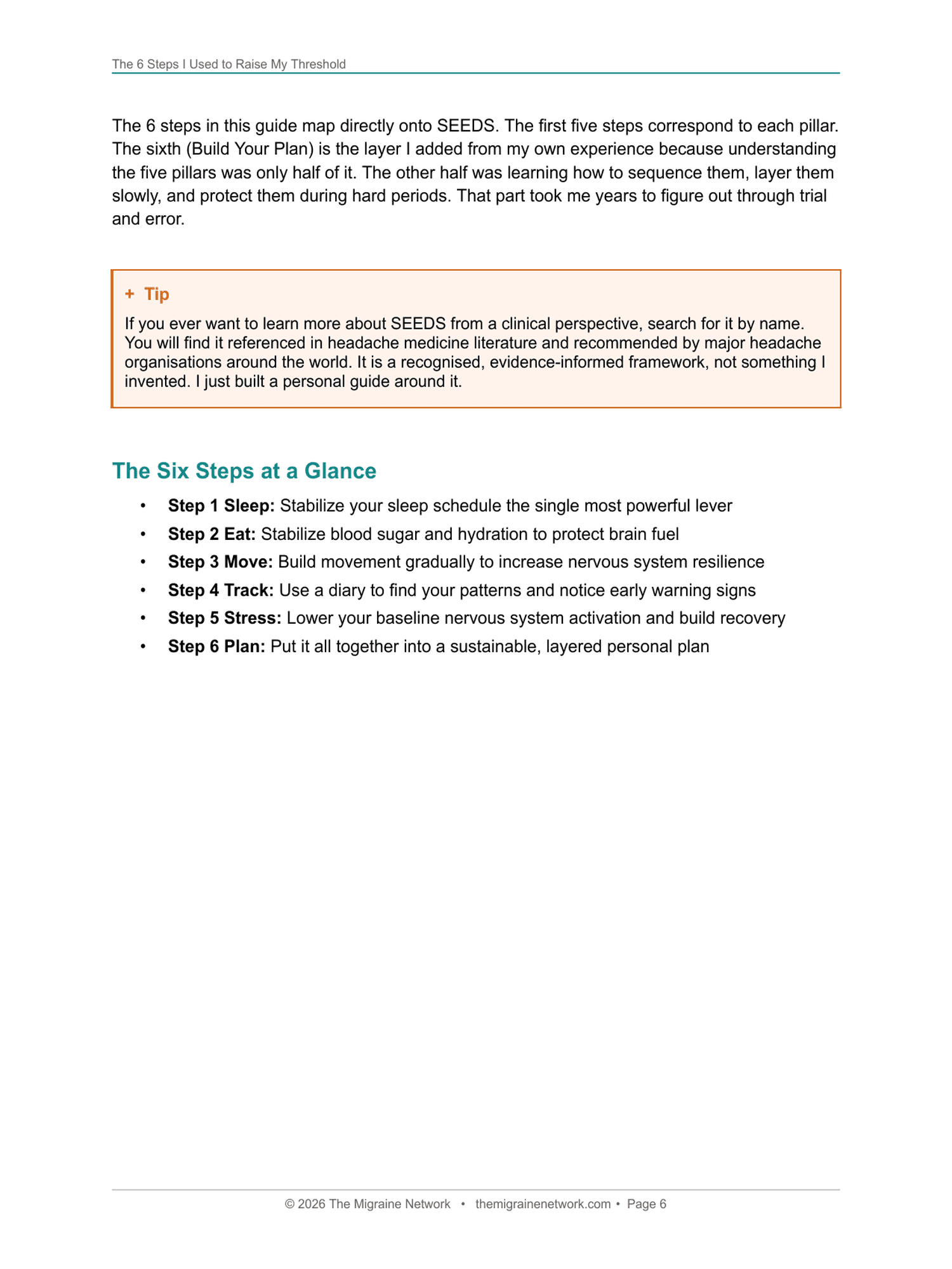 The Migraine Guide: 6 Steps to Fewer Attacks sample page 6