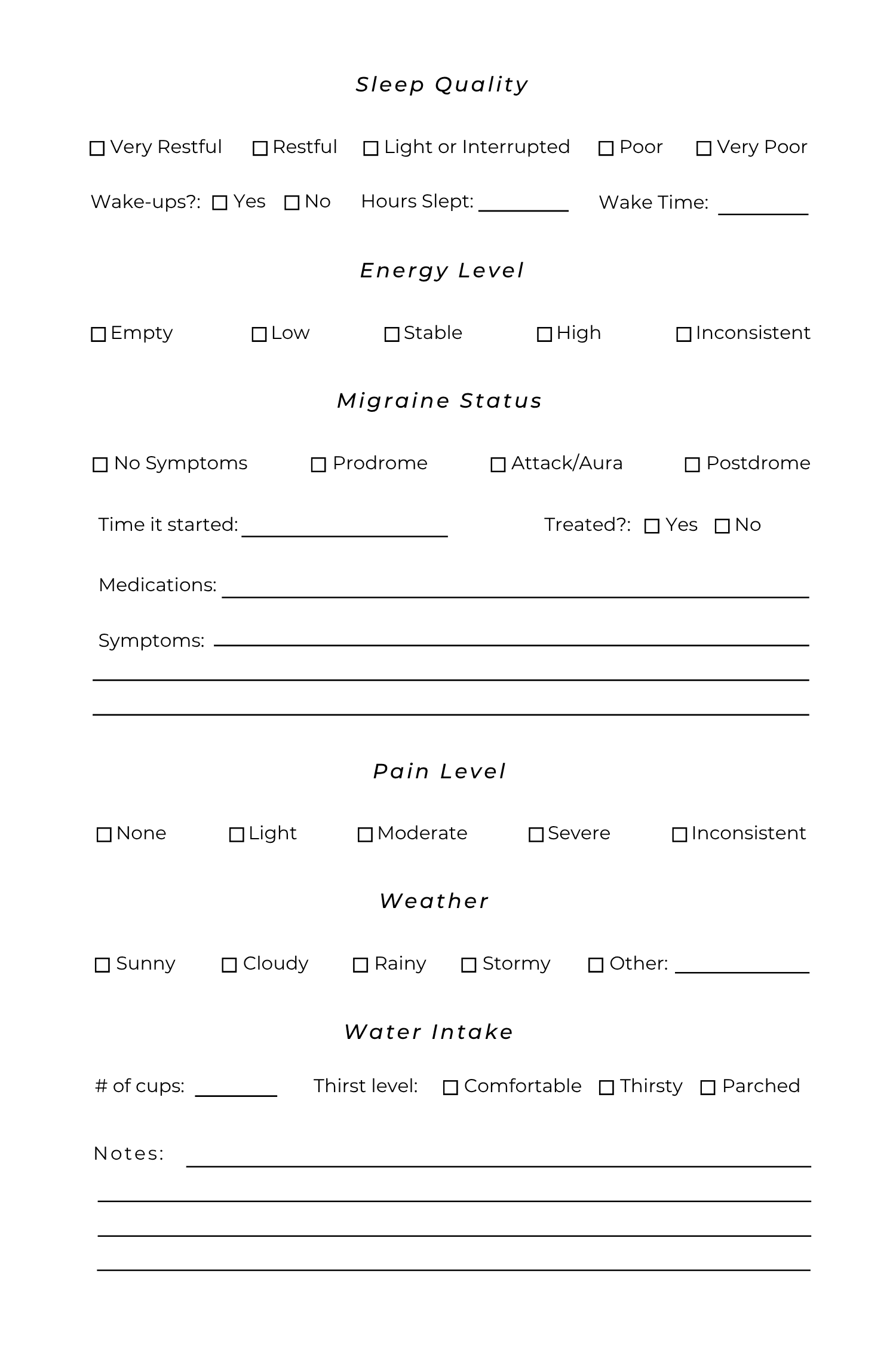Digital Unbreakable Migraine Tracker & Reflection Journal sample page 2