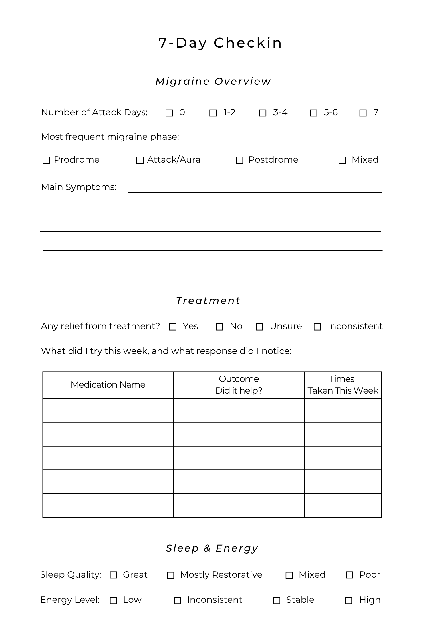 Digital Unbreakable Migraine Tracker & Reflection Journal sample page 3