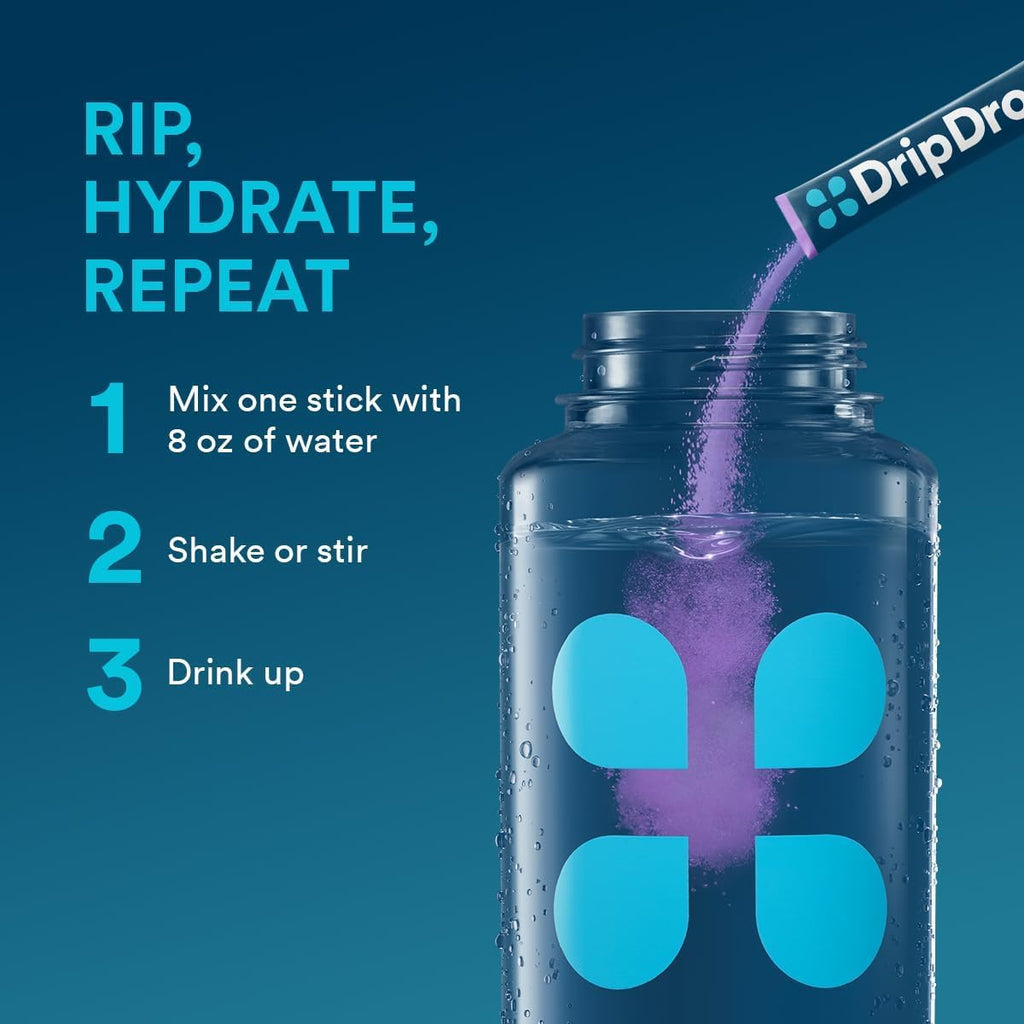 DripDrop Hydration Packets - Fruit Punch - Single Serve Electrolytes Powder Drink Mix - Non-GMO, Gluten Free, Vegan - 32 Sticks