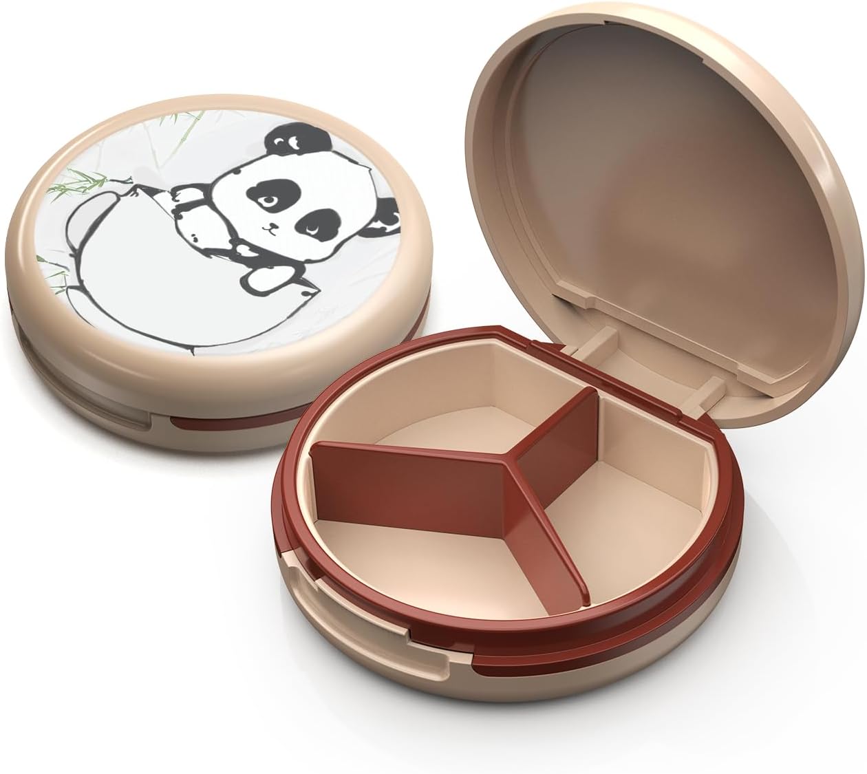 Serfeymi Small Pill Box - 3 Compartments Portable Pill Box for Purse Pocket, Compact Mini Travel Pill Case - Suitable for Medicine, Vitamin, Fish Oil, Supplements - White(Logo)