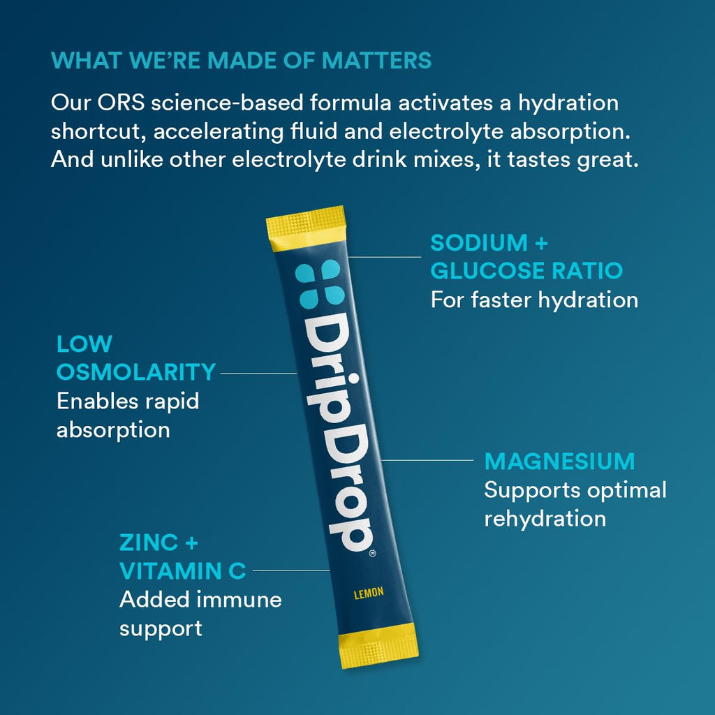 DripDrop Hydration Packets - Fruit Punch - Single Serve Electrolytes Powder Drink Mix - Non-GMO, Gluten Free, Vegan - 32 Sticks