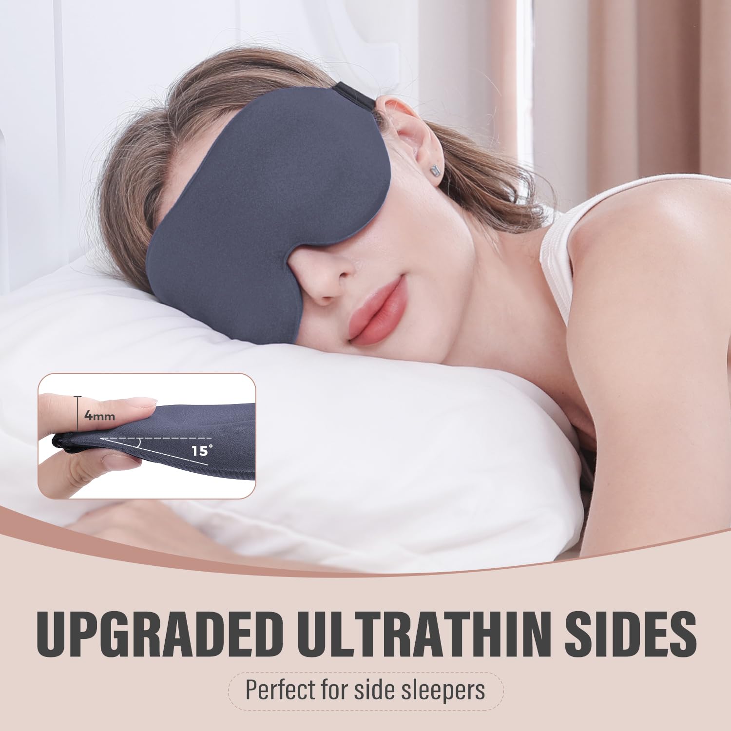 YIVIEW Sleep Mask for Side Sleeper, Complete Light Blocking 3D Sleeping Eye Mask, Soft Breathable Eye Cover for Women Men, Relaxing Zero Pressure Night Blindfold
