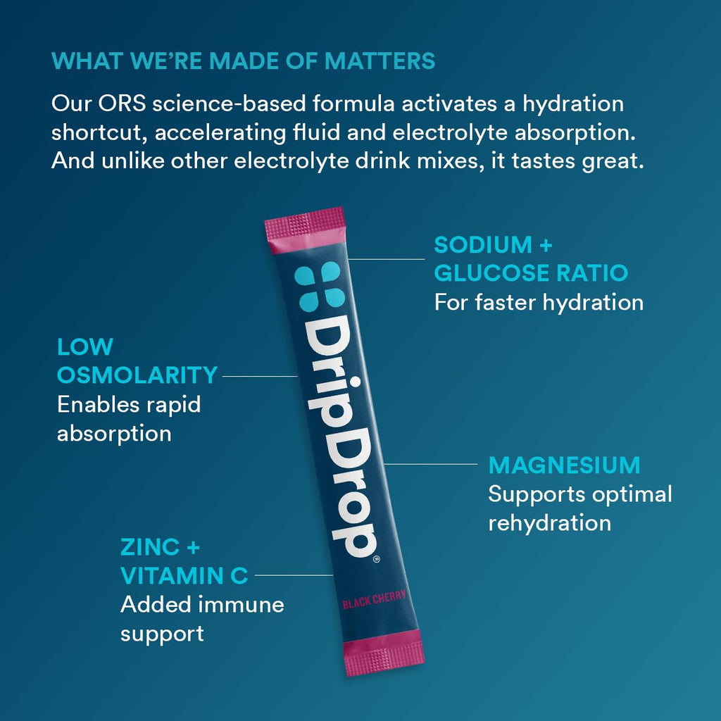 DripDrop Hydration Packets - Fruit Punch - Single Serve Electrolytes Powder Drink Mix - Non-GMO, Gluten Free, Vegan - 32 Sticks