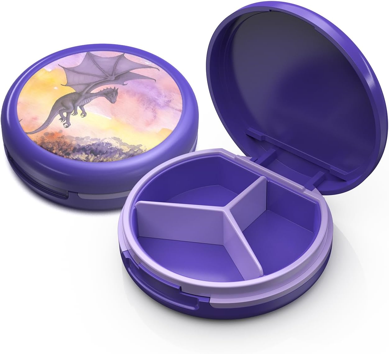 Serfeymi Small Pill Box - 3 Compartments Portable Pill Box for Purse Pocket, Compact Mini Travel Pill Case - Suitable for Medicine, Vitamin, Fish Oil, Supplements - White(Logo)