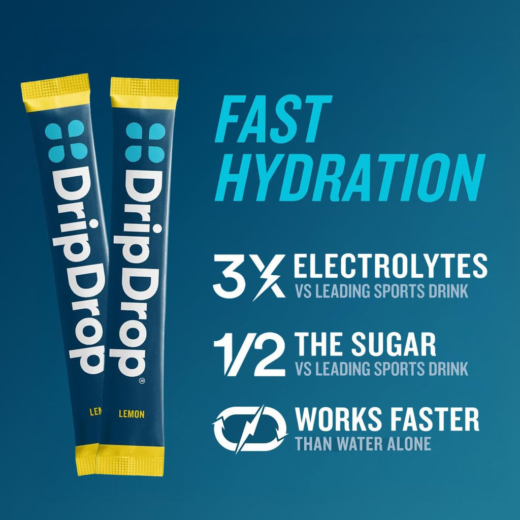 DripDrop Hydration Packets - Fruit Punch - Single Serve Electrolytes Powder Drink Mix - Non-GMO, Gluten Free, Vegan - 32 Sticks