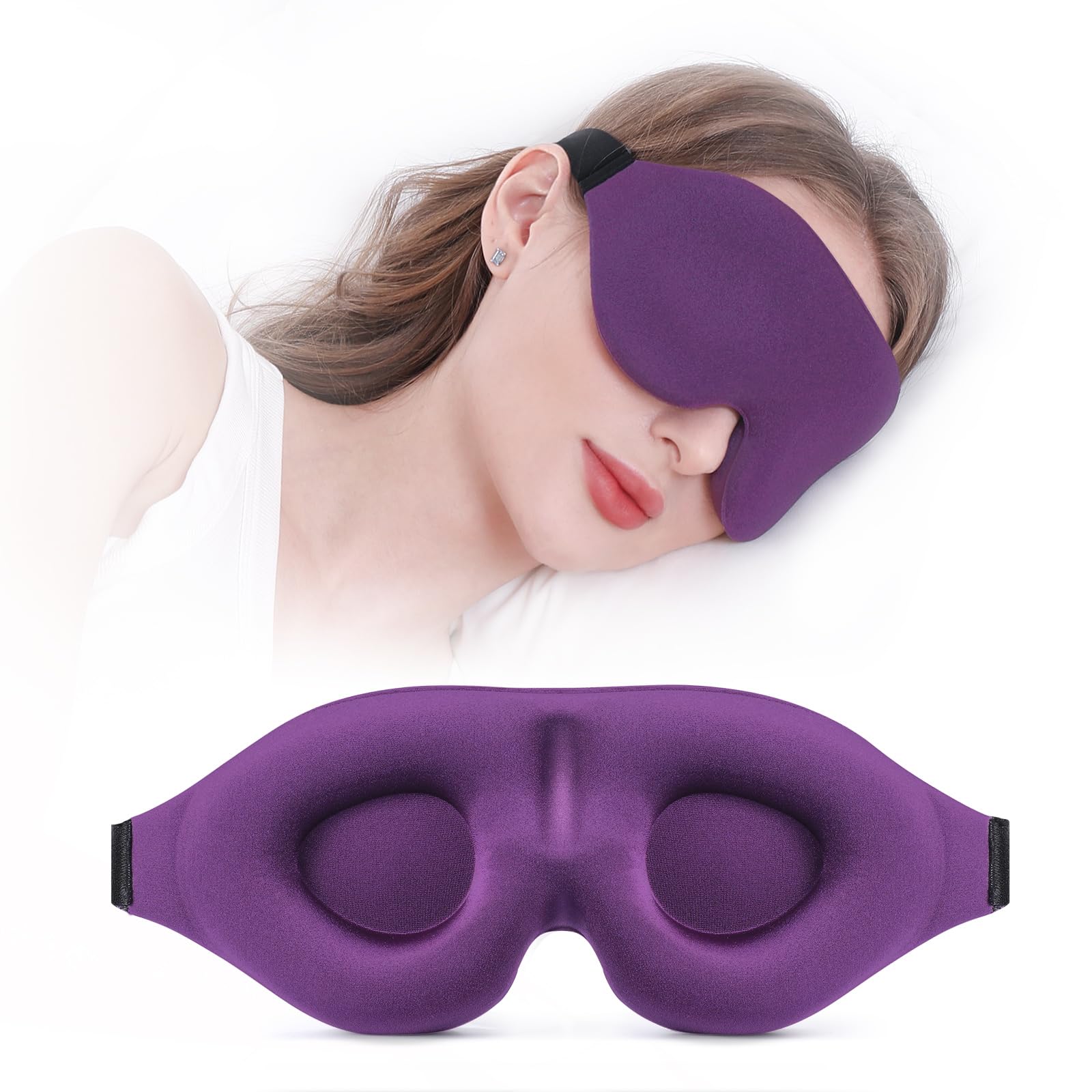 YIVIEW Sleep Mask for Side Sleeper, Complete Light Blocking 3D Sleeping Eye Mask, Soft Breathable Eye Cover for Women Men, Relaxing Zero Pressure Night Blindfold
