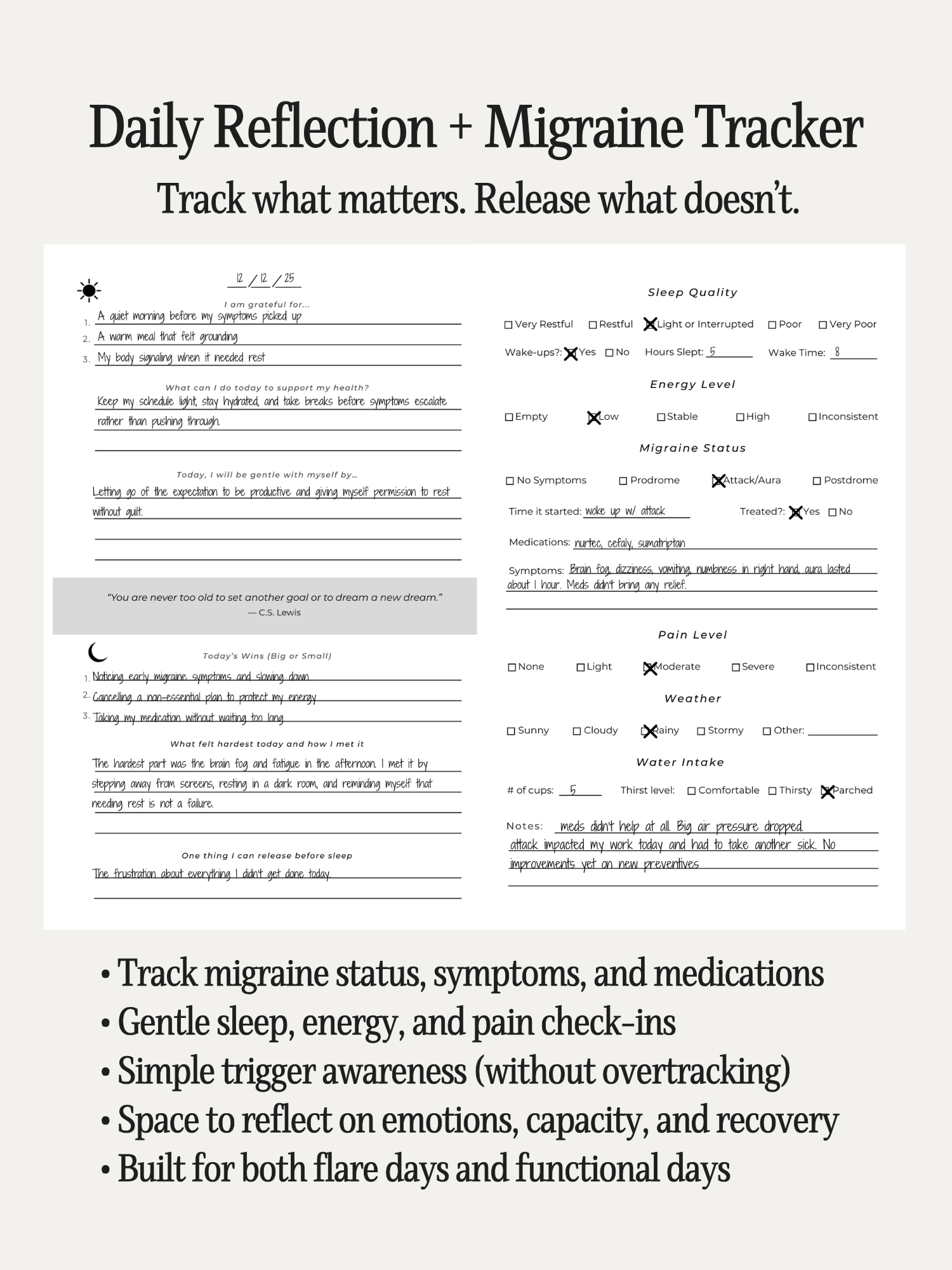 Migraine Tracker & Reflection Journal (Physical) thumbnail 3